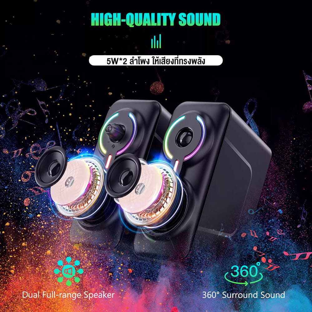 ลำโพงตั้งโต๊ะ ONIKUMA L6 DEKTOP SPEAKER - สีดำ_4
